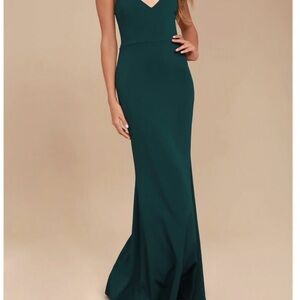 Lulus Forest Green Maxi Bridesmaid Dress New With Tags Floor Length